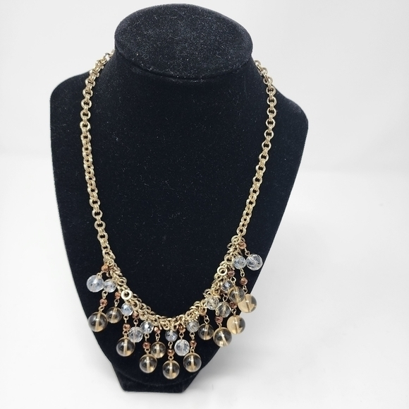 Vintage Talbots Multi Strand‎ Smoky Glass Crystal Beads Copper Necklace - Picture 9 of 10